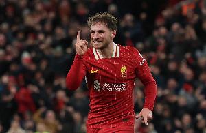 麦卡为利物浦攻入3粒欧冠进球，其中2球来自主场对阵皇马